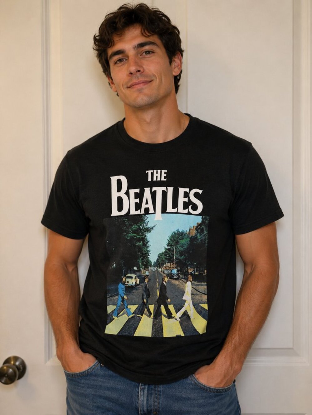 The Beatles Black Tee with Abbey Road Band Photo